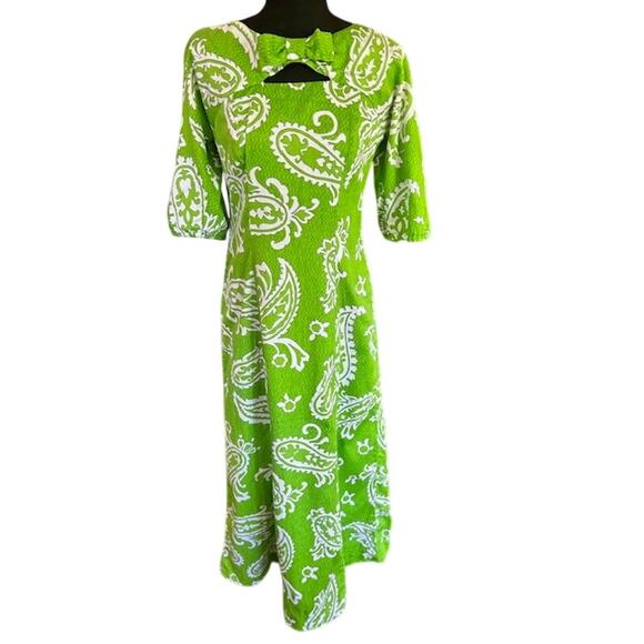 Vintage 1960s Toriki Hawaii Green Maxi Dress Women’s M-L - Picture 2 of 8